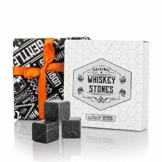 12 Stück Marmor Whisky Steine. Premium Whiskey Rocks. Kühlsteine mit speziellem Aufbewahrungsbeutel. Natürliche wiederverwendbare Eiswürfel als tolles Geschenk für Whisky-Liebhaber (Dunkelgrau) - 1