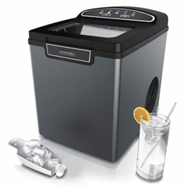 Arendo - Eiswürfelmaschine Edelstahl - Eiswürfelbereiter, Ice Cube Maker Maschine - 1,8 Liter - Eiswürfelautomat - Eismaschine mit Kühlung - Eiswürfel Größen Klein + Groß - ABS - BPA frei - 1