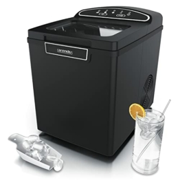 Arendo - Eiswürfelmaschine Edelstahl - Eiswürfelbereiter - Ice Maker Maschine - 1,8 Liter - Eiswürfelautomat - Eismaschine mit Kühlung - Eiswürfel Größen small und Large - Status LEDs - ABS- BPA frei - 1