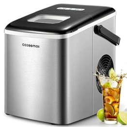 Cozeemax Eiswürfelmaschine, 12KG Edelstahl eiswürfelmaschinen, 2 Eiswürfel Größen, 6 Minuten Produktionszeit Ice Maker, BPA-frei - 1