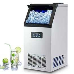 CREWORKS Kommerzielle Eiswürfelmaschine 73 kg/24 h Eiswürfelbereiter mit LCD-Bildschirm Eismaschine aus Edelstahl für Zuhause, Büro, Restaurant, Bar, Café (45 PCS) - 1