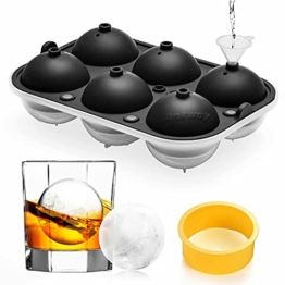 Eiswürfelform, Ankway 65mm Eiswürfelbehälter Silikon Eiswürfelformen große Kugelschale, doppelt auslaufsicheres Design mit Druckring, länger abkühlen für Whisky, Scotch Cocktails - 1