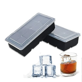 Eiswürfelform mit Deckel, große eiswürfelformen,stapelbar und spülmaschinenfest, LFGB-zertifizierte und BPA-freie Silikon-Eiswürfelschale für Whisky-Cocktails, Saft, Pralinen - 1
