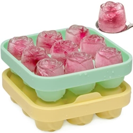 Eiswürfelform Rose, 2 Stücke Eiswürfelbehälter mit Deckel auf einmal 18 3cm kleine Rose Eiskugeln, Eiswürfelform Silikon BPA Frei und LFGB Zertifiziert, Eiswürfel Form Eiswürfel Form für Cocktails - 1
