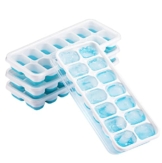 Generic Silikon-Eiswürfelformen, 4er Pack & 14-Fach Eiswürfelform mit Deckel, BPA-frei Ice Cube Tray, Spülmaschinenfest, Leicht zu Lösen, Stapelbar, Langlebig für Kaffee, Babynahrung, Blau, M078 - 1