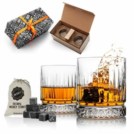 Geschenkset aus Whiskysteinen und Gläsern. 2 Stück Whisky-Becher Set Whisky-Geschenke für Männer. 12 Whiskysteine und Whiskeygläser im Set. Geburtstagsgeschenk für sie - 1
