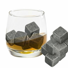 Grenhaven 9er Set Whisky-Steine Grau aus natürlichem Speckstein- on The Rocks Kühlsteine mit praktischen Stoffbeutel - 1