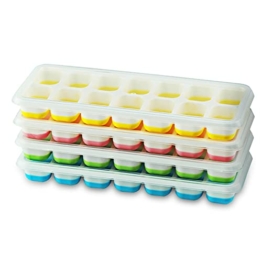 Gvolatee Eiswürfelform, 4er Pack Eiswürfelform Silikon Mit Deckelm, Platzsparend und stapelbar Ice Tray Ice Cube, BPA Frei Quadratische Eiswürfelschalen einfach Herauszunehmen - 1