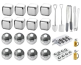 Hitopin 16PCS Wiederverwendbare Eiswürfel, Whisky Eiswürfel Steine, Whisky Edelstahl Eiswürfel Steine, mit Eiswürfel Clip+Löffel, Whiskystein, für Whisky, Wodka, Likör, Wein, Getränkesaft, Limonade - 1