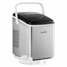 Klarstein Arctic Porter Eiswürfelmaschine, 12kg/24h, 2 Größen, Produktionszeit: 8 Minuten, Eiswürfel pro Zyklus: 9, 2 Liter Wassertank, LCD-Anzeige, Timer, Tragegriff, BPA-Frei, silber - 1