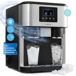 Klarstein Eiswürfelmaschine Klein, Crushed Ice Maschine & Ice Cube Maker, Schneller Eiswürfelbereiter, Eiswürfelgerät für Eiswürfel & Eiswasser, Eiswürfelbehälter, 15kg/24h, Fassungsvermögen 1,8 L - 1