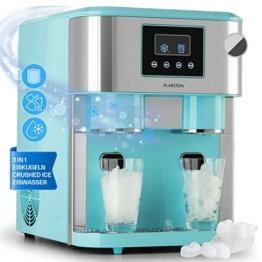 Klarstein Eiswürfelmaschine Klein, Crushed Ice Maschine & Ice Cube Maker, Schneller Eiswürfelbereiter, Eiswürfelgerät für Eiswürfel & Eiswasser, Eiswürfelbehälter, 15kg/24h, Fassungsvermögen 1,8 L - 1