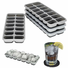 Mannesfaktur Eiswürfelformen 4er-Pack - mit Deckel - stapelbar - Silikon - BPA-Frei - grau/schwarz - Babynahrung - Cocktails - LFGB Zertifiziert - Whiskey - 1