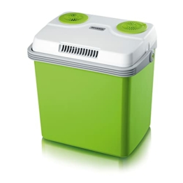 SEVERIN Elektrische Kühlbox (25 L) mit Kühl- und Warmhaltefunktion, Auto Kühlbox mit 3 Anschlüssen (USB, Netzteil & Zigarettenanzünder), Kühlbox grün/grau, KB 2923 - 1