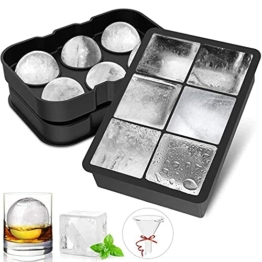 Silikon Eiswürfelform Eiskugelform Groß Eiswürfel - LUCKEA Eiswürfelbehälter 6-Fach 2-Set Ice Cube Tray, BPA Frei, für Gekühlte Getränke, Whisky und Cocktails - 1