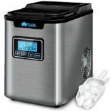 tillvex Eiswürfelmaschine Edelstahl 12 kg - 24 h | Eiswürfelbereiter mit Timer und 2,2 Liter Wassertank | Ice-Maker LCD-Display & Selbstreinigungsfunktion | 3 Eiswürfel Größen (Silber) - 1