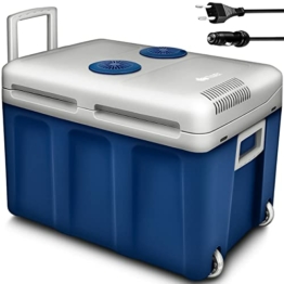 tillvex Kühlbox elektrisch 40L mit Rollen | Mini-Kühlschrank 230 V und 12 V für KFZ Auto Camping | kühlt & wärmt | ECO-Modus (Blau) - 1