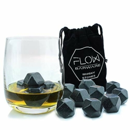 Whisky Stones Eiswürfelsteine aus Granit, wiederverwendbar 9 x Polished Diamond Whisky Stones grau - 1